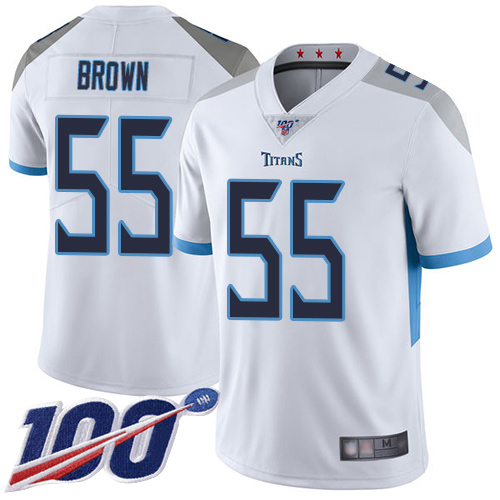 Tennessee Titans Limited White Men Jayon Brown Road Jersey NFL Football #55 100th Season Vapor Untouchable->tennessee titans->NFL Jersey